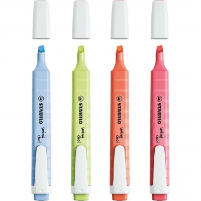 Textmarker Swing Cool Pastel 4 culori/set, Stabilo